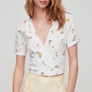 Sunday Best Aritzia Floral Tie-Wrap Blouse